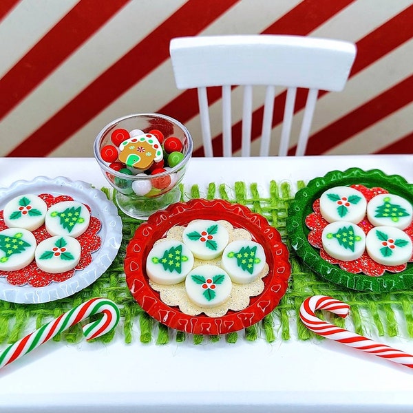 Bandeja de galletas navideñas en miniatura, Galletas navideñas para casas de muñecas, Miniaturas navideñas, Galletas en miniatura, Miniaturas navideñas