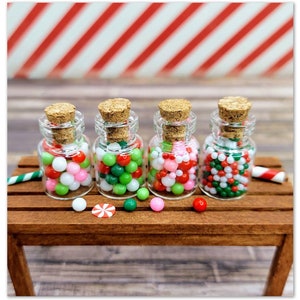 Miniature Large Candy Jar, Christmas Miniatures, Dollhouse Candy, Mini Sweets,Holiday Miniatures