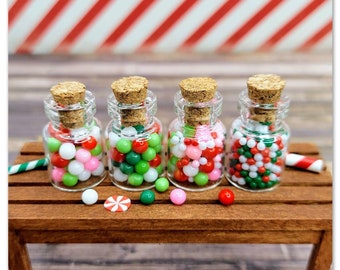 Miniature Large Candy Jar, Christmas Miniatures, Dollhouse Candy, Mini Sweets,Holiday Miniatures