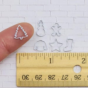 6 Tiny Cookie Cutters,1:12 Scale,Miniature Christmas Cookie Cutters,Christmas Miniatures,Dollhouse Christmas,Holiday Miniatures,Craft Supply