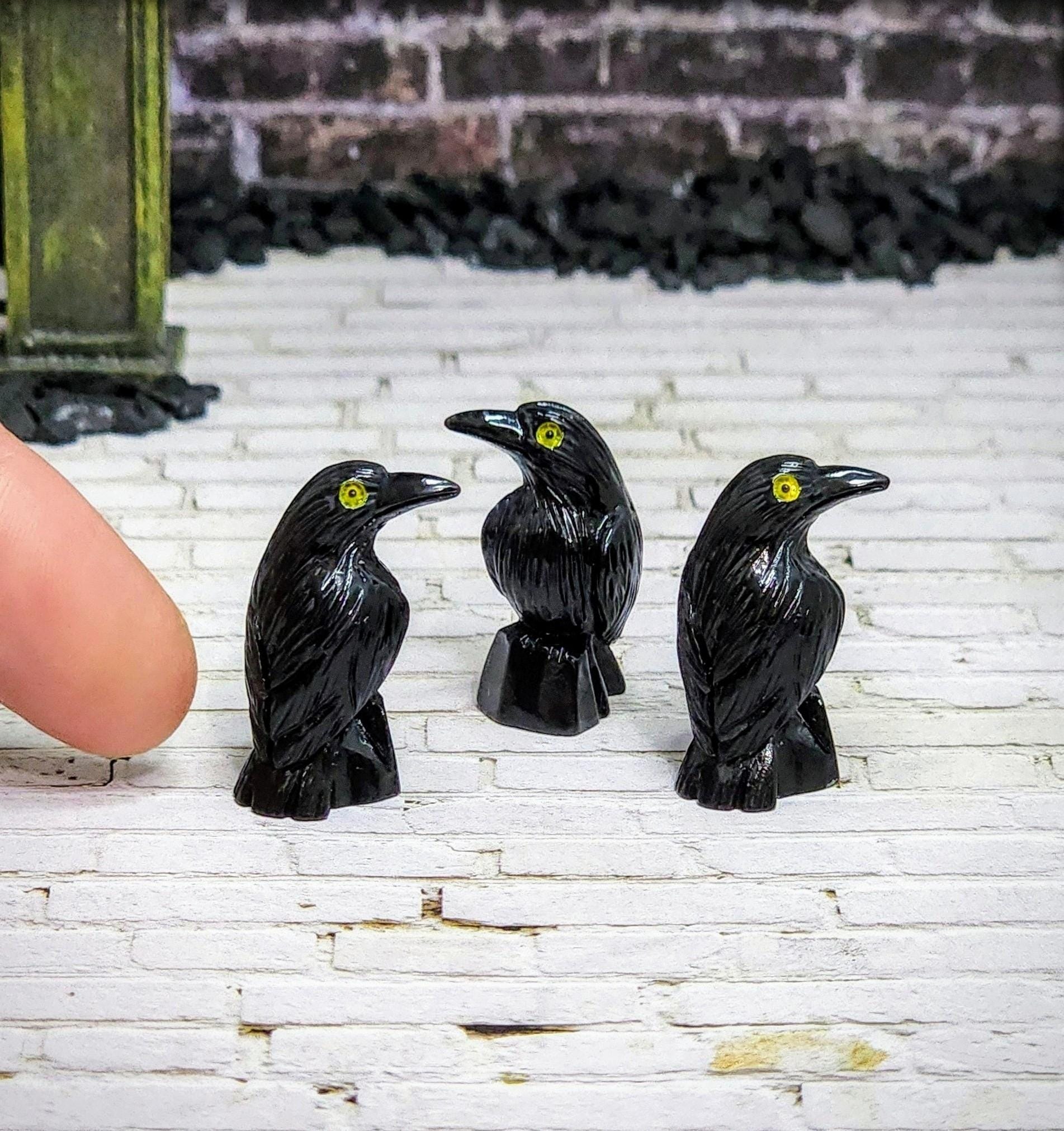 Miniature Raven,Halloween Miniatures,Dollhouse Halloween,Fairy Garden Accessory,Diorama,Terrarium Supplies,Craft Supply,Mini Halloween,Fall
