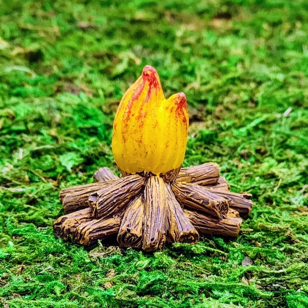 Miniature Campfire,Mini Firepit,Dollhouse Miniature,Fairy Garden,Camping,Cake Topper,Terrarium Supply,Diorama,Craft Supply,Mini Log Bon Fire