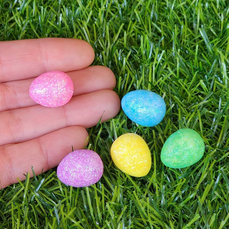 Mini Easter Eggs,Glitter Foam Eggs,Easter Craft Supplies,Miniature Eggs for Baskets,Easter Miniatures image 5