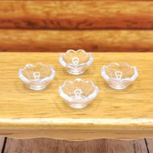 4 Peice Miniature Bowl Set,1:12 Scale Clear Bowls,Dollhouse Candy Dishes,Dollhouse Kitchen Accessories image 2