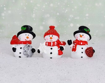 ONE Miniature Snowman,Christmas Miniatures,Dollhouse Christmas,Fairy Garden Christmas,Miniature Christmas Decorations,Diorama,Holiday Minis