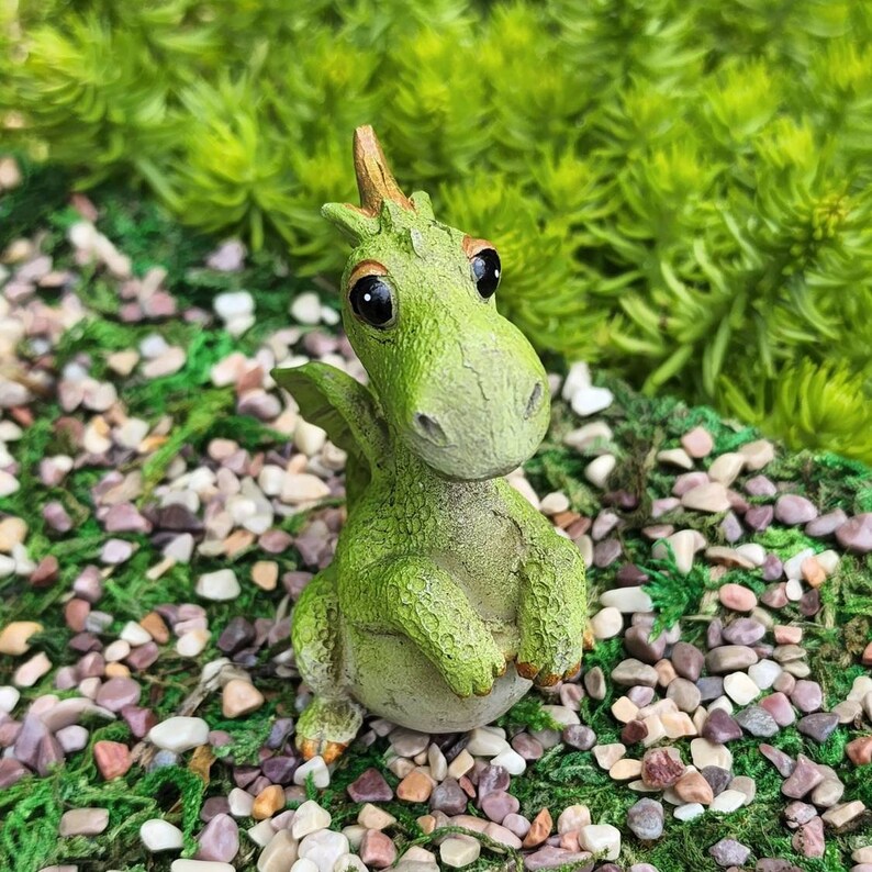 Fairy Garden Dragon,Green,Miniature Dragon,Fairy Garden Accessory,Baby Dragon Figurine,Terrarium Supplies,Mythical Miniatures image 3