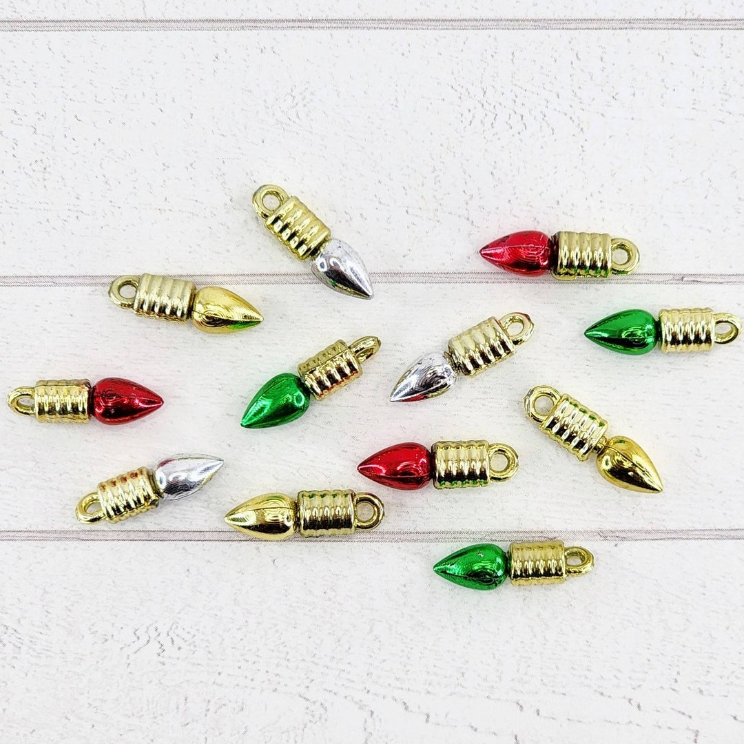 12 Tiny Metallic Christmas Lights,miniature Christmas Light Bulbs