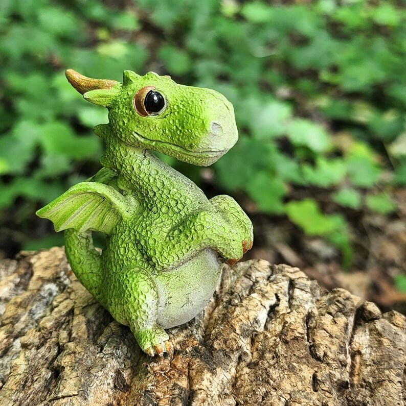 Fairy Garden Dragon,Green,Miniature Dragon,Fairy Garden Accessory,Baby Dragon Figurine,Terrarium Supplies,Mythical Miniatures image 6