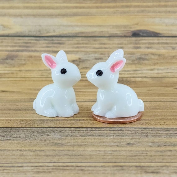 1 Inch Scale Stuffed Plush White Easter Bunny Dollhouse Miniature