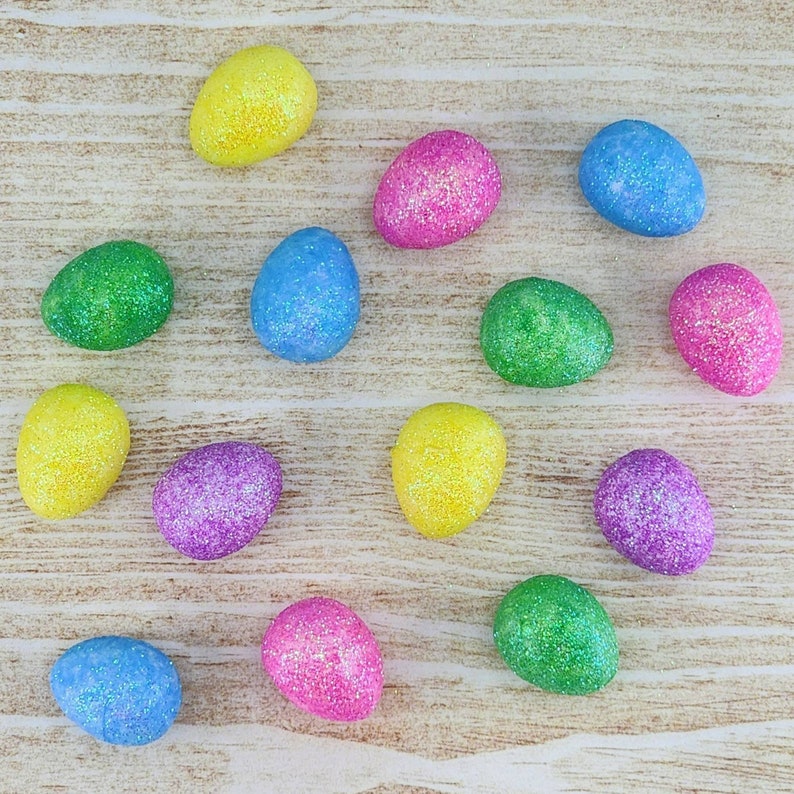 Mini Easter Eggs,Glitter Foam Eggs,Easter Craft Supplies,Miniature Eggs for Baskets,Easter Miniatures image 2