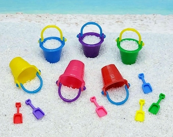 Beach Miniatures,1:12 Scale,Dollhouse Miniatures,Mini Beach Pail,Bucket,Sand Shovel,Sand Bucket,Rainbow,Miniature Sandbox Accessories