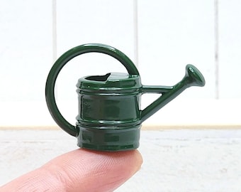 Miniature Watering Can,1:12 Scale,Metal,Green,Dollhouse Miniature,Garden Miniatures,Fairy Garden Accessory,Terrarium Supplies