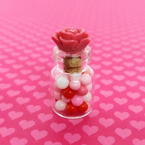 Miniature Candy Jar,Dollhouse Valentine&#39;s Candy, Fairy Garden,Miniature Gumballs,Valentine&#39;s Day Miniatures