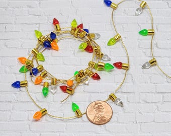Miniature Christmas Lights,Gold,Dollhouse Miniature,Christmas Miniatures,Fairy Garden,Miniature Christmas Garland,Christmas Embellishments