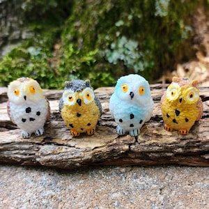 One Miniature Owl,Fairy Garden Accessories,Miniature Garden Decor,Terrarium Supplies,Mini Owl Figurine,Dollhouse Owl