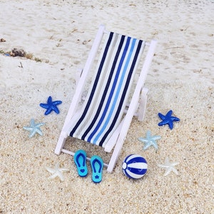 Miniature Beach Deck Chair,Beach Miniatures,Mini Beach Ball,Fairy Garden Accessories,Starfish,Dollhouse Beach,Diorama,Beach Craft Supplies