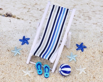Miniature Beach Deck Chair,Beach Miniatures,Mini Beach Ball,Fairy Garden Accessories,Starfish,Dollhouse Beach,Diorama,Beach Craft Supplies