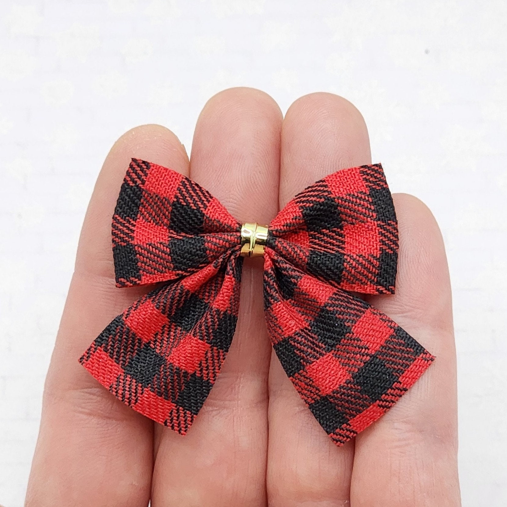Small Rustic Bows Miniature Bows,buffalo Plaid,small Bows for Miniature Wreaths or ...