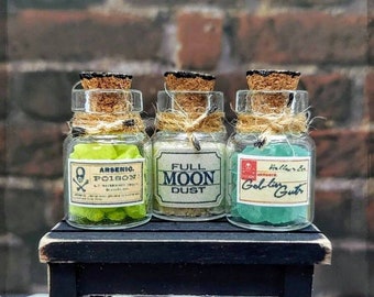 Miniature Apothecary Jar,Dollhouse Halloween Accessories,Miniature Halloween Decor,Halloween Miniatures