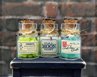 Miniature Apothecary Jar,Glass,Dollhouse Halloween Accessories,Miniature Halloween Decor,Halloween Miniatures,Dollhouse Miniature