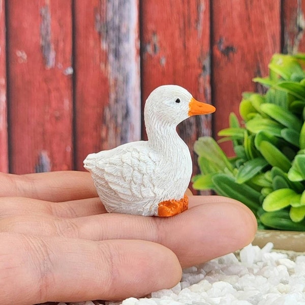 Miniature White Duck,Fairy Garden Accessories,Miniature Animals,Miniature Duck Figurine,Fairy Garden Animals,Miniature Garden Decor