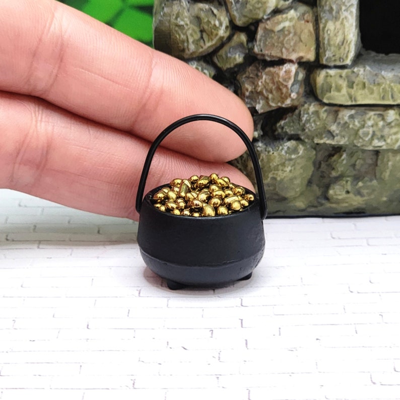 Miniature Pot of Gold,st.patricks Day Miniatures,gold Nuggets,dollhouse ...