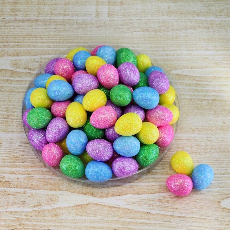 Mini Easter Eggs,Glitter Foam Eggs,Easter Craft Supplies,Miniature Eggs for Baskets,Easter Miniatures image 4
