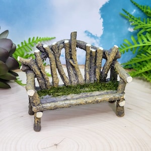 Fairy Garden Bench,Mossy Twig Bench,Woodland Furniture,Gnome Garden,Fairy Garden Furniture,Diorama,Terrarium,Dollhouse,Miniature Twig Bench