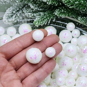 Mini Snowballs,1/2 CUP,Glittered Foam Balls,Christmas Miniatures,Dollhouse Christmas,Diorama,Vase Filler,Craft Supply,Christmas Village