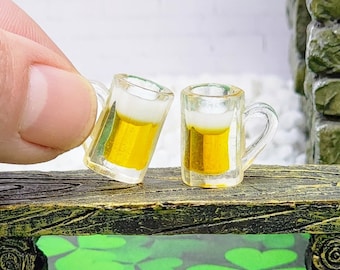 Miniature Beer Mug,Dollhouse Miniature Beer,1:12 Scale,St.Patricks Day Miniatures,Fairy Garden Accessory,Terrarium Supplies,Diorama