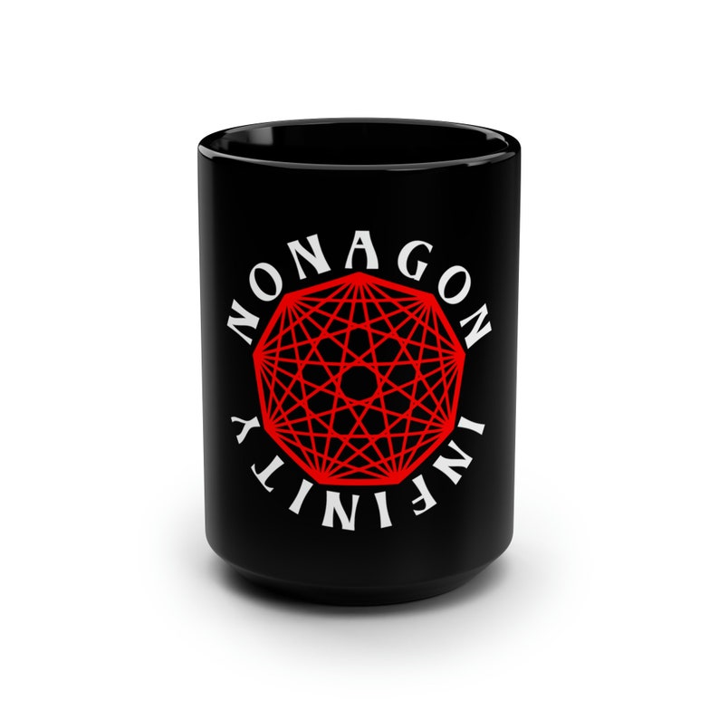 KGLW, King Gizzard and the Lizard Wizard, Nonagon Infinity, zwarte mok, 15oz afbeelding 1