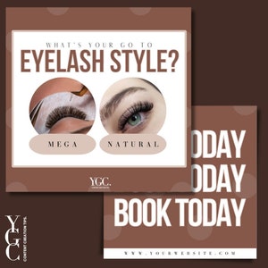 DIY Social Media Template Customizable Canva Template Lash Industry - Neutral & Minimalistic