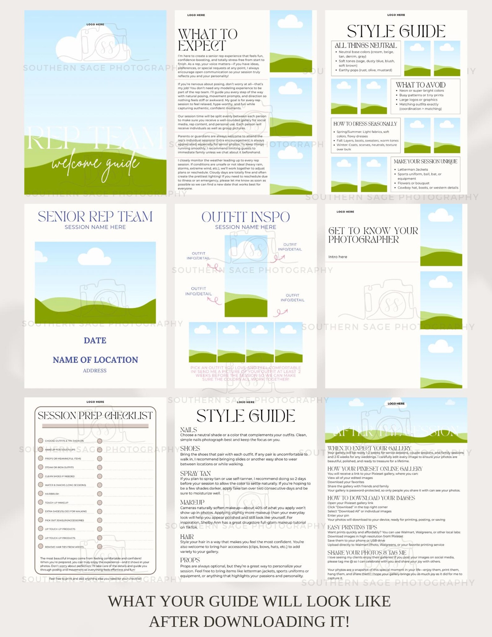 Senior Rep Team Photography Welcome Guide Packet Canva Template ...