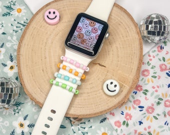Colorful Beaded Apple Watch Charm: Smiley Face Watch Band Stacker