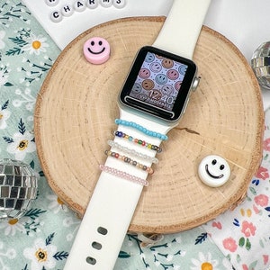 Tiny Beaded Watch Charm/Apple Watch halo/Trendy Watch accessories/Smiley face charms/Apple Watch Band Stackers/ Watch Band/ Gifts for her