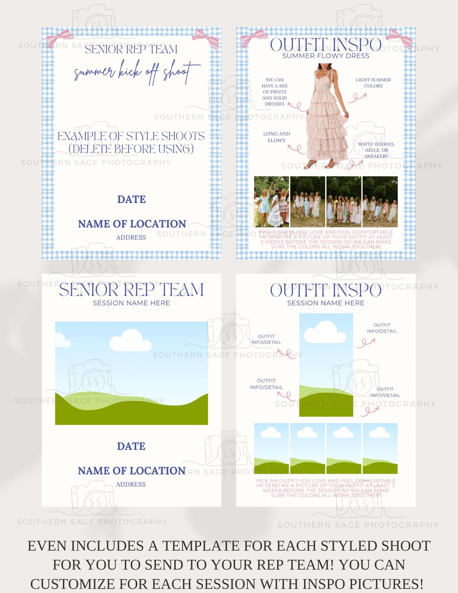 Senior Rep Team Photography Welcome Guide Packet Canva Template ...
