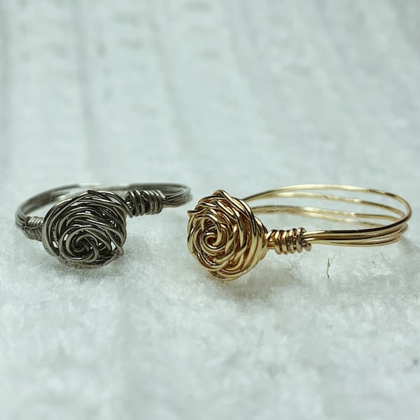 Rose Wire Ring/ Wire Rings/ Gold Wire Ring/ Silver Wire Ring