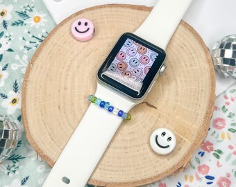 Colorful Beaded Apple Watch Charm: Smiley Face Band Accessory