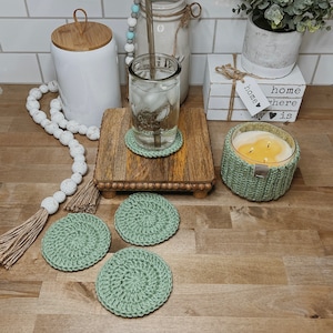 Boho/Farmhouse Crochet 4 Set Coasters/Gifts for her/Home Decor/Teenage Gifts/Teacher Gift/Boho Home Decor/Trendy Decor/Gifts for mom/Holiday image 5