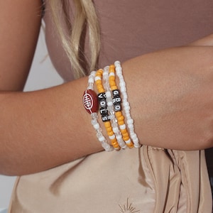 Tennessee Vols College Football GBO Beaded 5 Piece Bracelet Set/ Girly Football Merch/ Vols Bracelets/ Tennessee Volunteers/Gifts for her