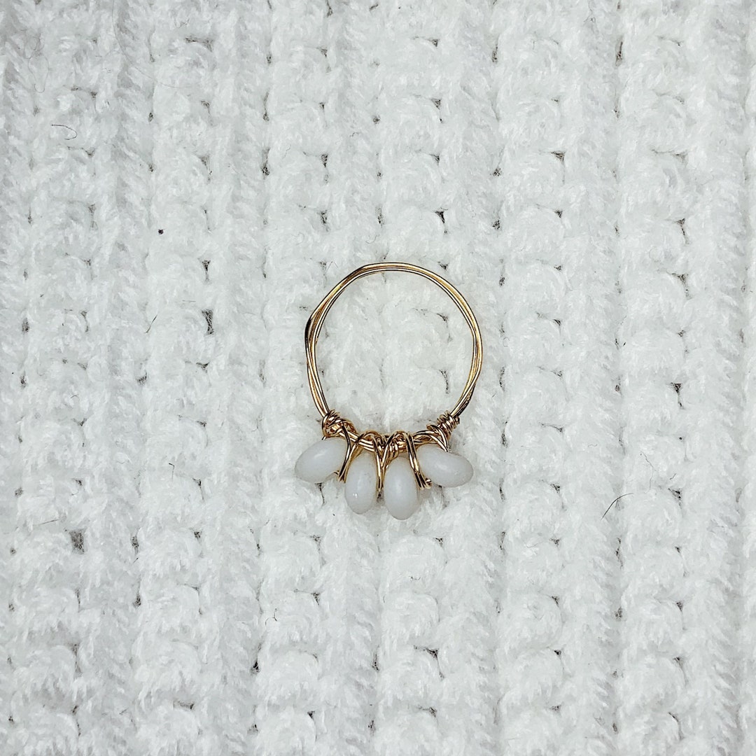 White Round Bead Wire Ring/ Wire Rings/ Gold Wire Ring/ Silver Wire