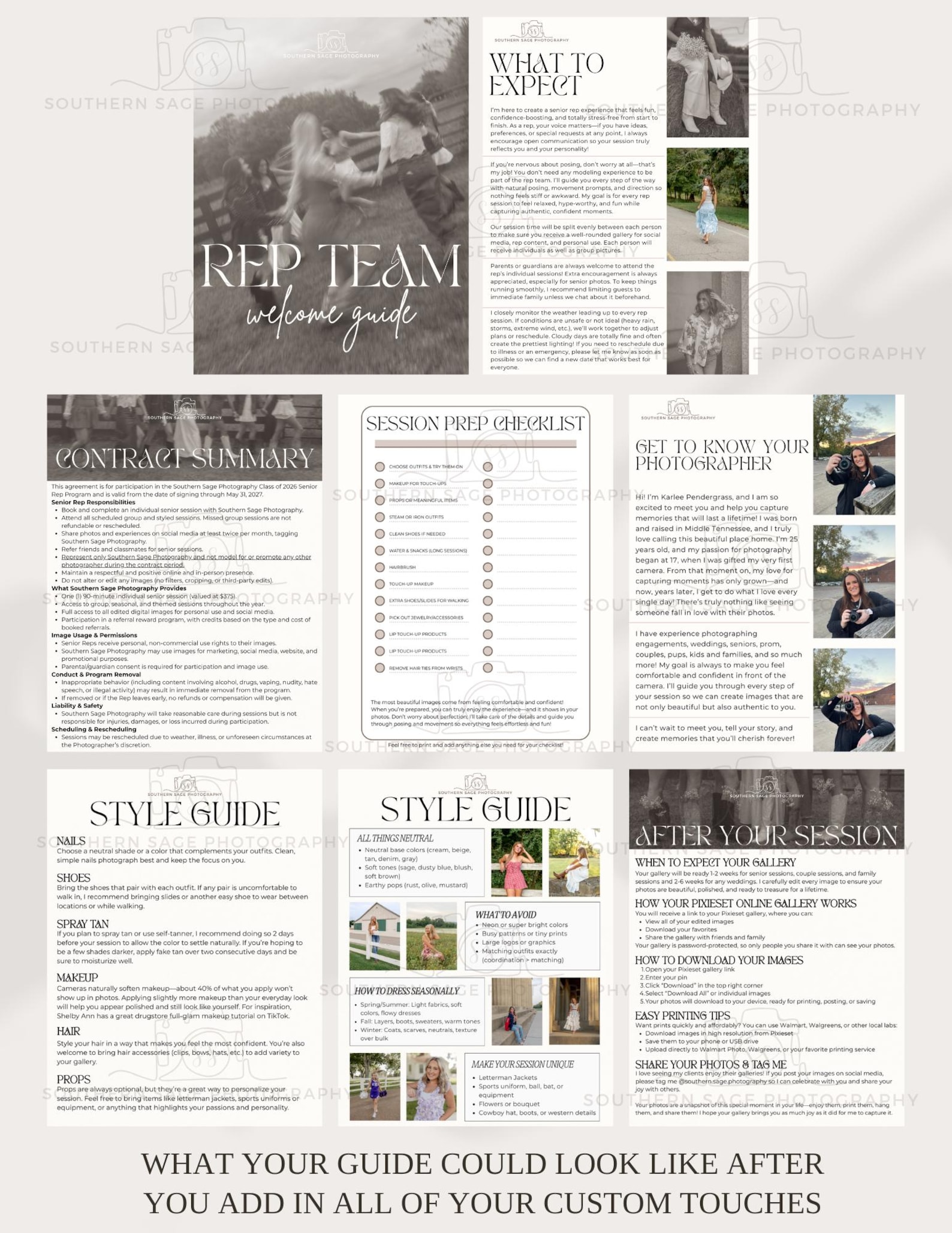 Senior Rep Team Photography Welcome Guide Packet Canva Template ...