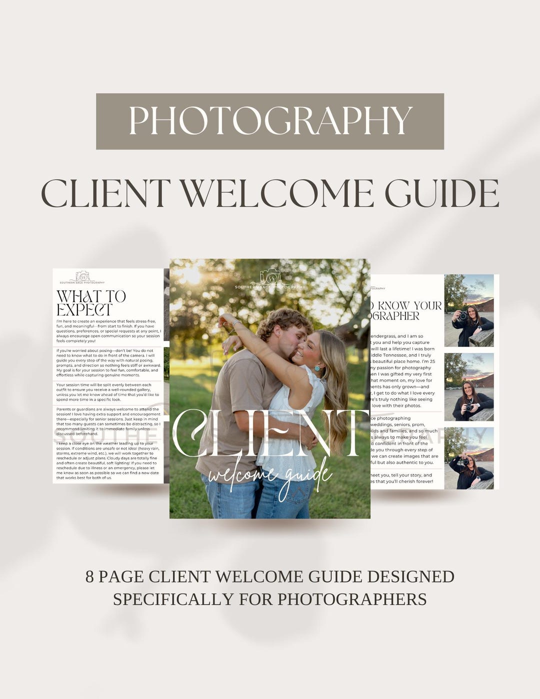 Photography Welcome Guide Packet Canva Template | Custom New Client ...