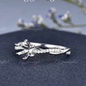 Classic Six Claws Engagement Ring Setting White Gold Diamond Wedding Ring Setting Semi Mount Custom Ring Infinity Half Eternity Ring Woman