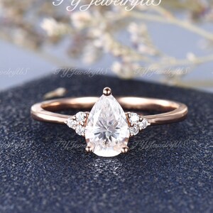 1.5ct Moissanite Engagement Ring Rose Gold Cluster Wedding Ring Art ...