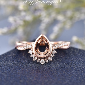 Custom Semi Mount Ring Setting Rose Gold Engagement Ring Setting Women Infinity Diamond Solitaire Ring Personalized Antique Bridal Ring