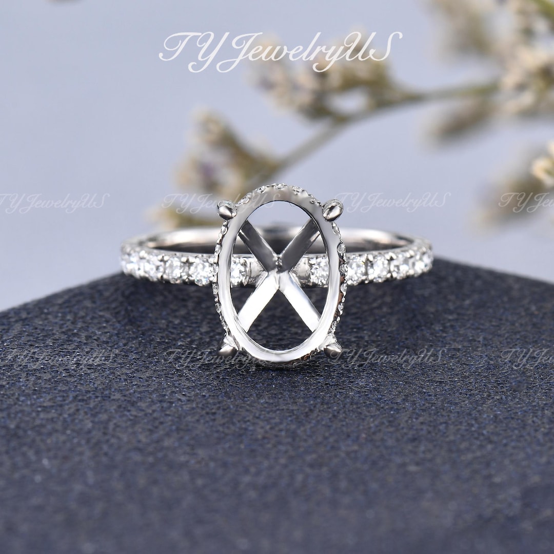 2mm Wide Band Engagement Ring Setting Hidden Halo Ring Setting Custom ...