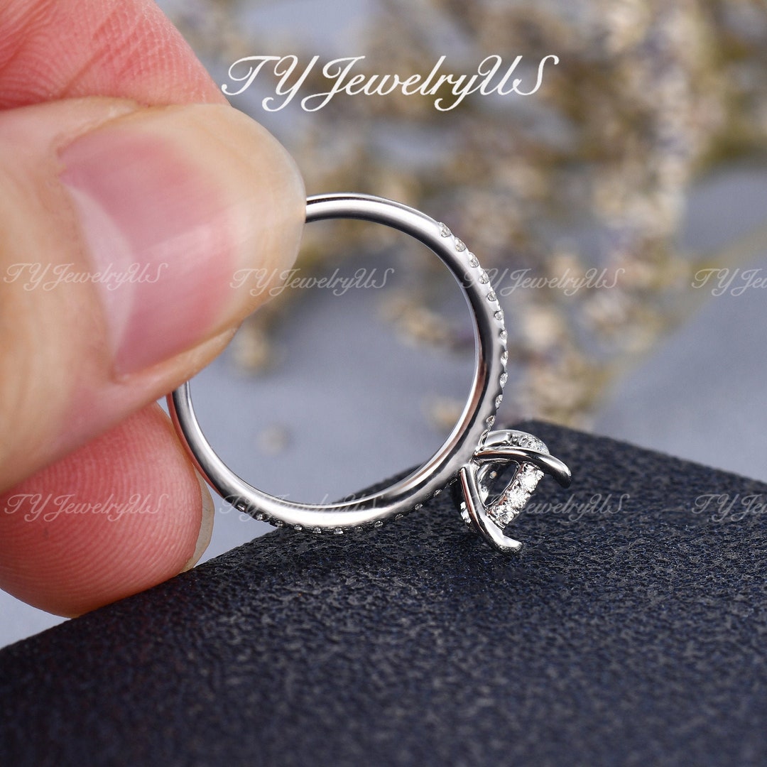 Custom White Gold Engagement Ring Setting Without Center Stone Semi Mount 4 Prong Ring Setting Diamond Hidden Halo Woman Solitaire 14K Etsy Canada