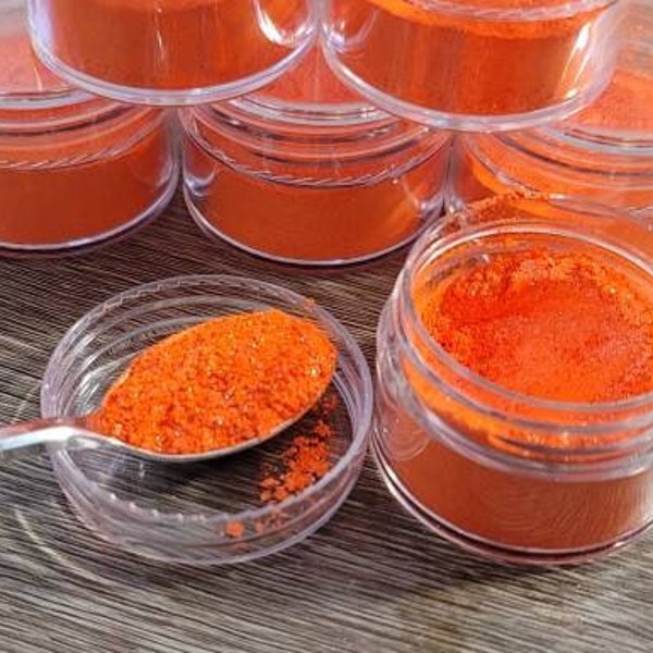 Orange Shimmer - Bright Orange Mica Powder with shimmer, pigment powder, colorant, 5G Container, cosmetic grade, custom mix