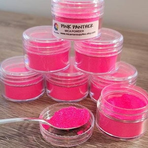 Pink Panther - Bright Pink Mica Powder with shimmer, pigment powder, colorant, 5G Container, cosmetic grade, custom mix